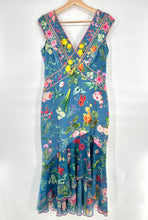 Load image into Gallery viewer, Tadashi Shoji Maxi Floral Dress / V Front and Back