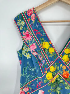 Tadashi Shoji Maxi Floral Dress / V Front and Back