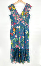 Load image into Gallery viewer, Tadashi Shoji Maxi Floral Dress / V Front and Back