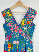 Load image into Gallery viewer, Tadashi Shoji Maxi Floral Dress / V Front and Back
