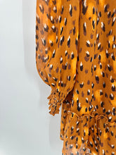 Load image into Gallery viewer, Karl Lagerfeld Leopard Print Smocked Neck Ruffle Trim Dress