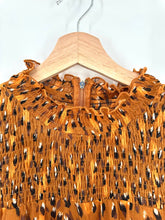 Load image into Gallery viewer, Karl Lagerfeld Leopard Print Smocked Neck Ruffle Trim Dress
