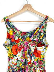 Vintage La Lingerie Bright Floral Summer Tank Dress Bow Back