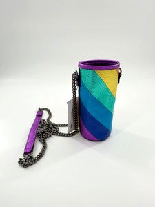 Kurt Geiger rainbow metallic bottle holder with chain