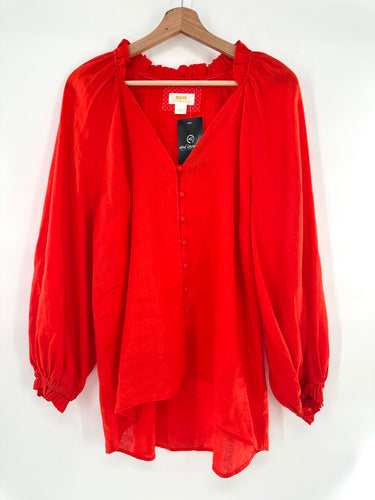 Maeve Linen Buttoned Blouse