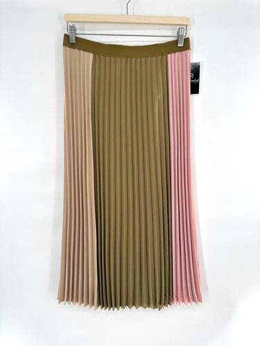 Culture Colour Block Pleated Midi Skirt