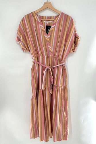 Xirena Cotton Striped Tiered Midi Dress