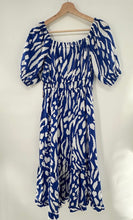 Load image into Gallery viewer, Indigo Rose Midi Dress / off Shoulder puff Sleeve NWT