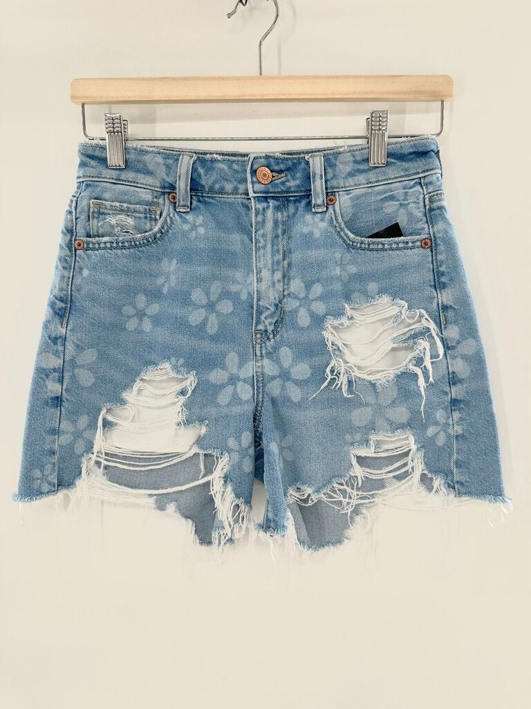 American Eagle denim distressed shorts with flower print