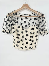 Load image into Gallery viewer, Hot Topic Mesh Puff sleeve Cropped Mushroom Pattern Top