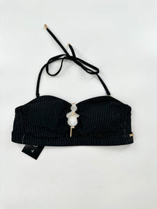 Santemare Two Pc Bikini Black and Gold Metallic