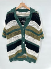 Load image into Gallery viewer, Zara Crocheted Short Sleeve Buttoned Striped Sweater