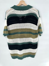 Load image into Gallery viewer, Zara Crocheted Short Sleeve Buttoned Striped Sweater