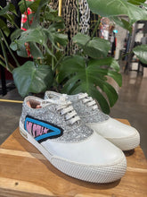 Load image into Gallery viewer, Miu Miu silver sequin glitter lace up sneakers