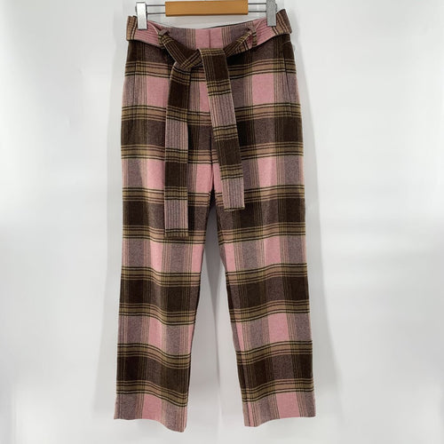 Aritzia Wilfred tie front high rise plaid pant