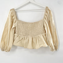 Load image into Gallery viewer, Faithfull the Brand linen puff sleeve crop top