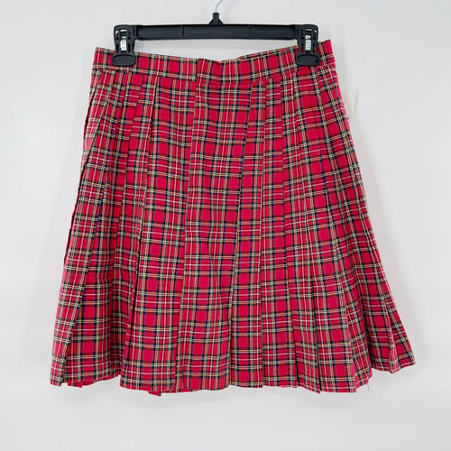 Vintage pleated plaid mini skirt
