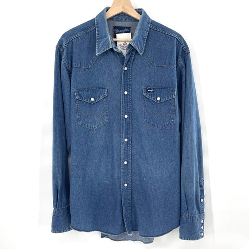 Vintage 90's Wrangler denim snap button down shirt
