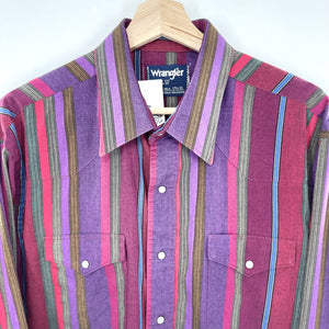 Vintage Wrangler striped snap button down shirt